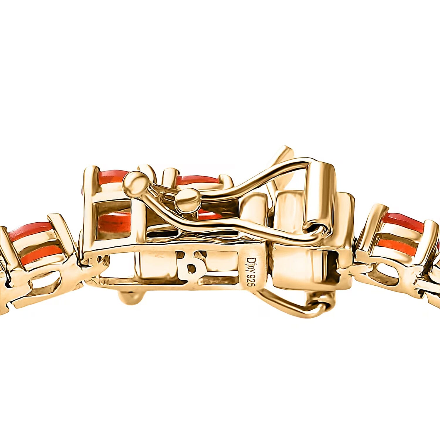 D'Joy Mexican Cherry Fire Opal 3.30 ctw Bracelet in 18K Vermeil Yellow Gold Over Sterling Silver (7.25 In)