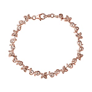 D'Joy Uncut Natural Pink Diamond 0.25 ctw Butterfly Bracelet in 18K Vermeil Rose Gold Over Sterling Silver (7.25 In)