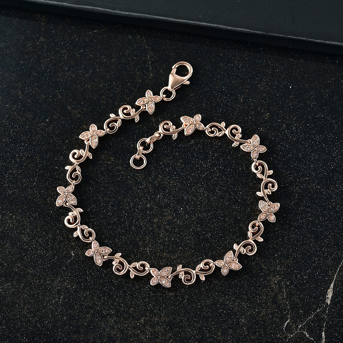 D'Joy Uncut Natural Pink Diamond 0.25 ctw Butterfly Bracelet in 18K Vermeil Rose Gold Over Sterling Silver (7.25 In) image number 1