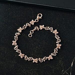 D'Joy Uncut Natural Pink Diamond 0.25 ctw Butterfly Bracelet in 18K Vermeil Rose Gold Over Sterling Silver (7.25 In)