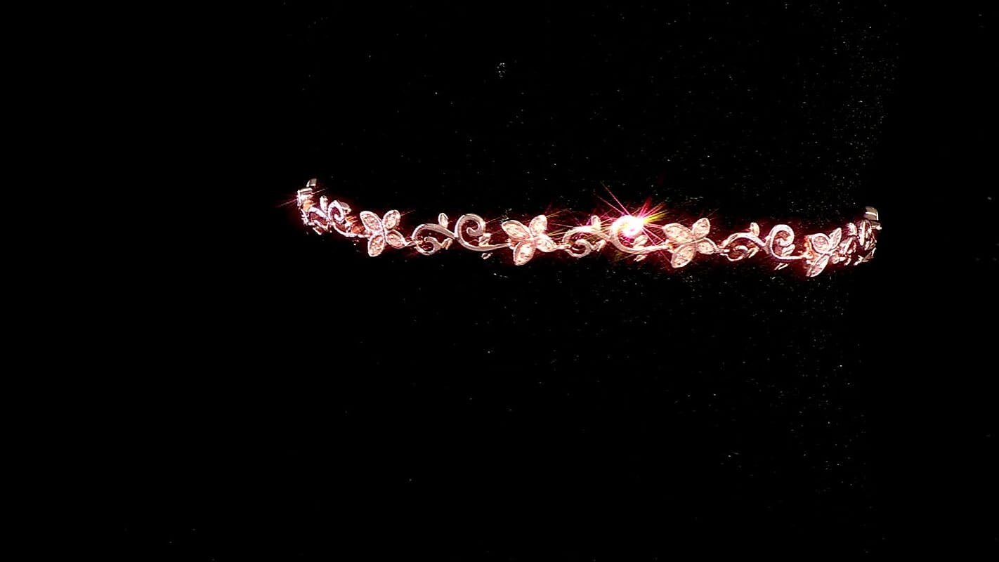 D'Joy Uncut Natural Pink Diamond 0.25 ctw Butterfly Bracelet in 18K Vermeil Rose Gold Over Sterling Silver (7.25 In)