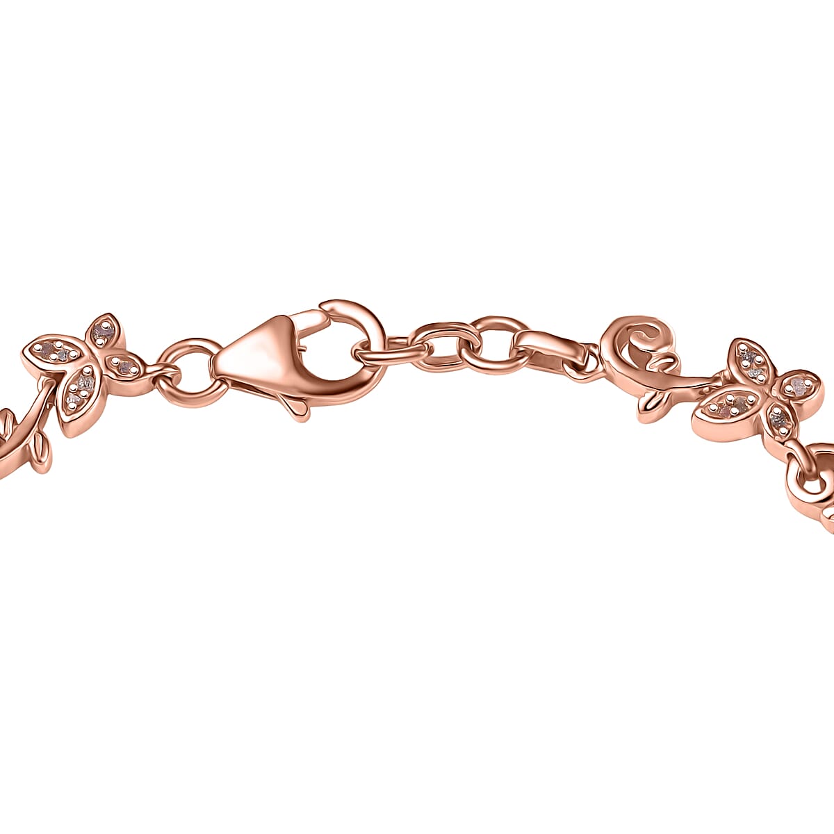 D'Joy Uncut Natural Pink Diamond 0.25 ctw Butterfly Bracelet in 18K Vermeil Rose Gold Over Sterling Silver (7.25 In) image number 3