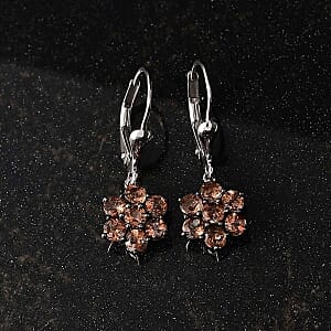 D'Joy Andalusite 1.82 ctw Cluster Earrings in Rhodium Over Sterling Silver