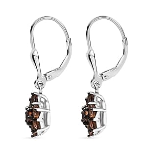 D'Joy Andalusite 1.82 ctw Cluster Earrings in Rhodium Over Sterling Silver