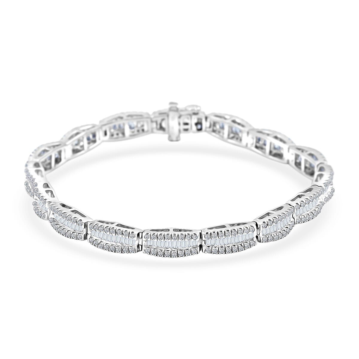 Doorbuster Luxuriant Lab Grown Diamond Beaded 4.00 ctw Bracelet in Rhodium Over Sterling Silve (7.25 In) image number 0