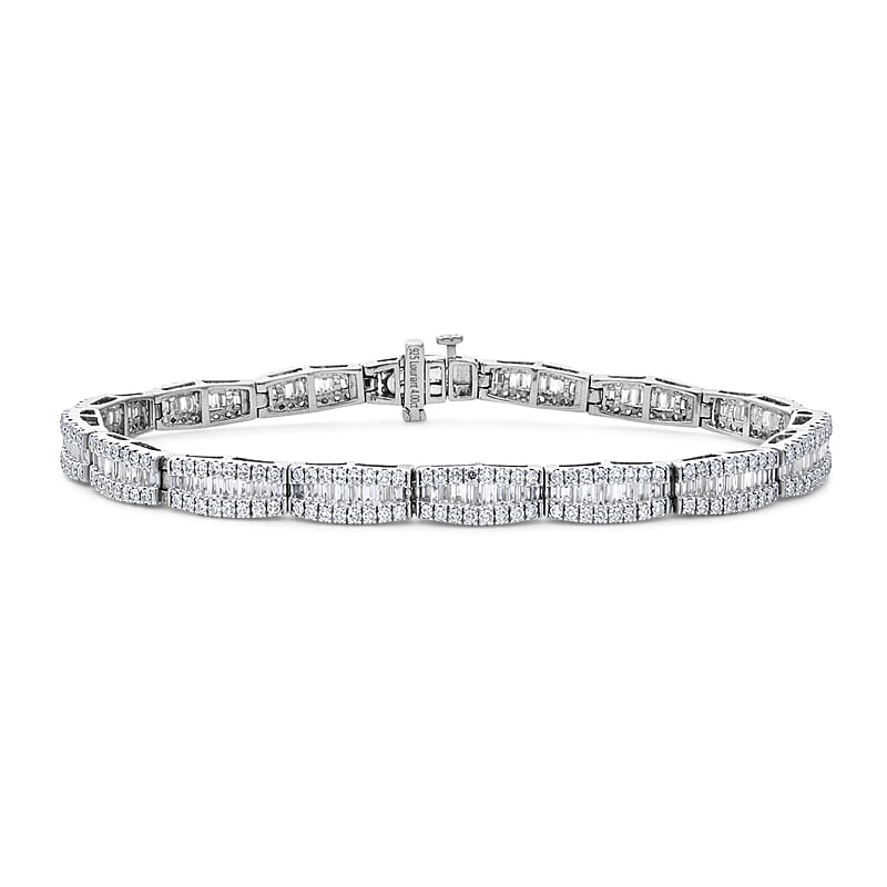 Luxuriant Lab Grown Diamond G-H SI 4.00 ctw Bracelet in Rhodium Over Sterling Silver (7.25 In)