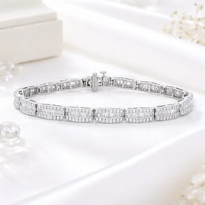 Luxuriant Lab Grown Diamond G-H SI 4.00 ctw Beaded Bracelet in Rhodium Over Sterling Silver (7.25 In)