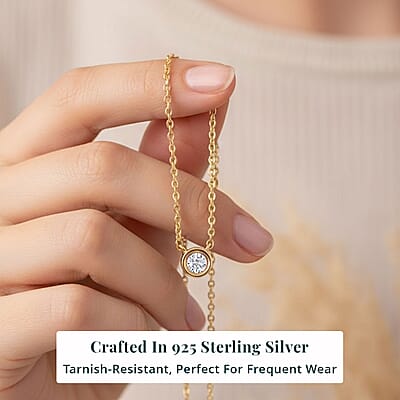 Luxuriant Lab Grown Diamond G-H SI 0.25 ctw Necklace in 18K Vermeil Yellow Gold Over Sterling Silver 18 Inches