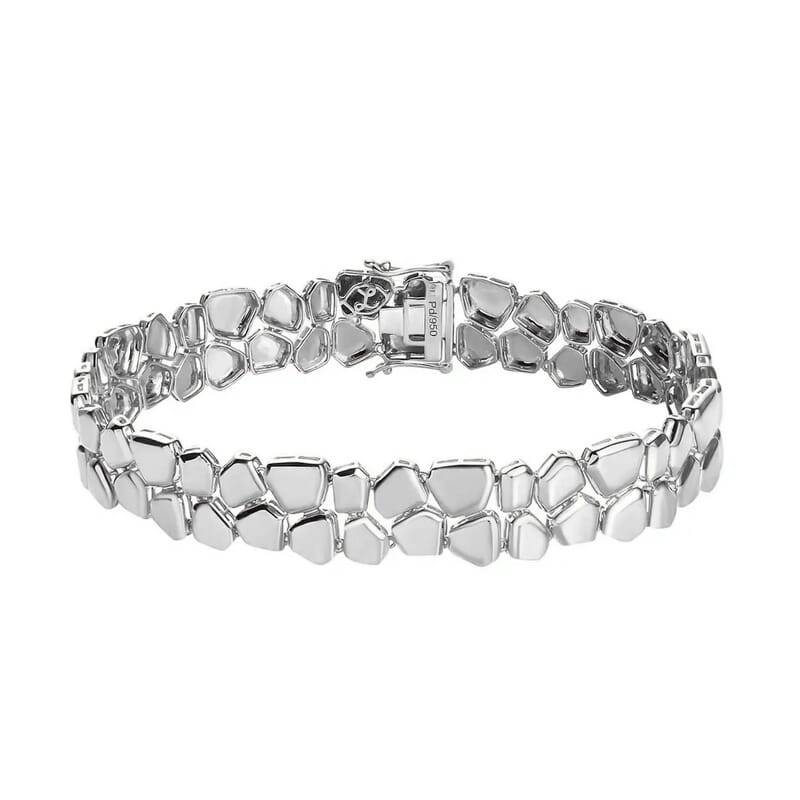 950 Palladium Organic Pebble Double-Row Bracelet (7.00 In) (14.60 g)