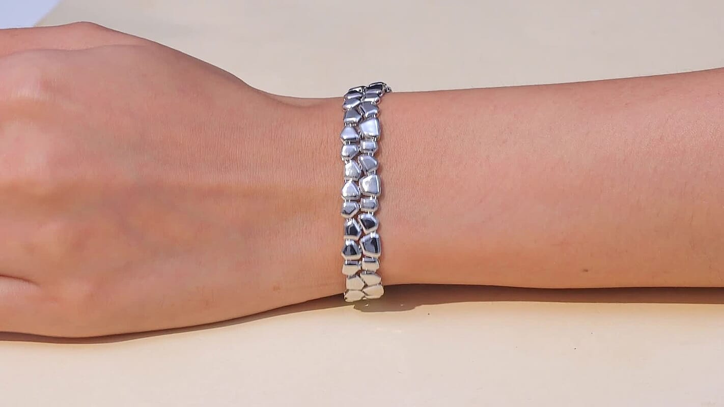 950 Palladium Organic Pebble Double-Row Bracelet (7.00 In) (14.60 g)