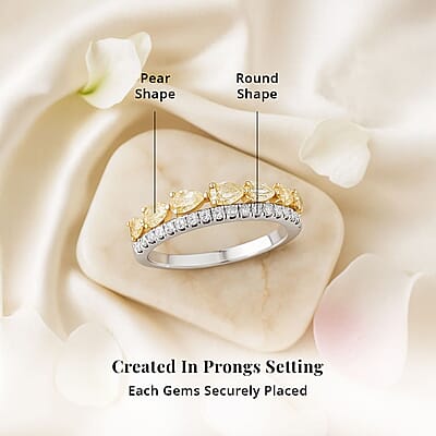 Modani Natural Yellow Diamond and White Diamond SI 0.86 ctw Ring in 950 Platinum and 14K Yellow Gold (Size 10.0)