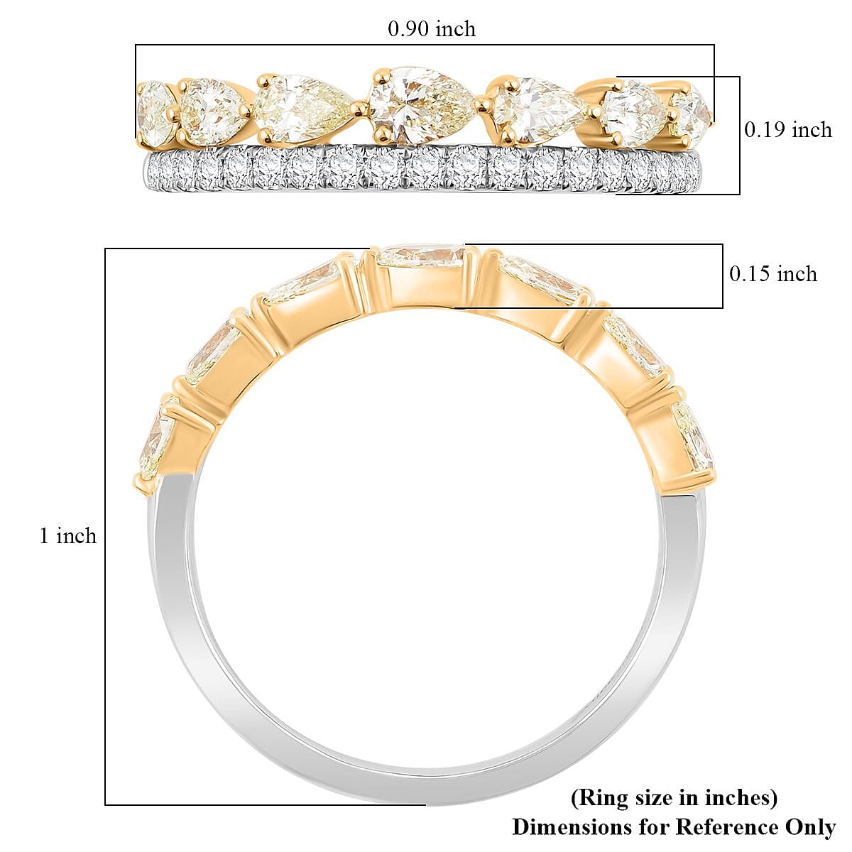 Modani Natural Yellow Diamond and White Diamond SI 0.86 ctw Ring in 950 Platinum and 14K Yellow Gold (Size 10.0) image number 5