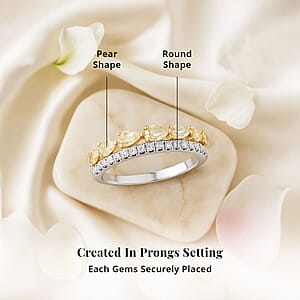 Modani Natural Yellow Diamond and White Diamond SI 0.86 ctw Ring in 950 Platinum and 14K Yellow Gold (Size 11.0)