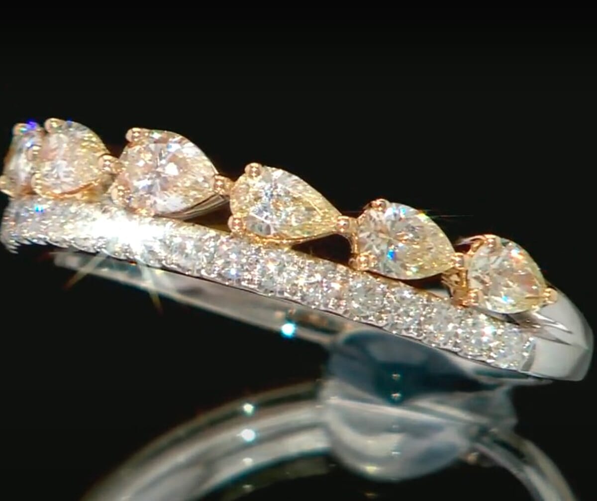 Modani Natural Yellow Diamond and White Diamond SI 0.86 ctw Ring in 14K White Gold (Size 6.0) image number 1