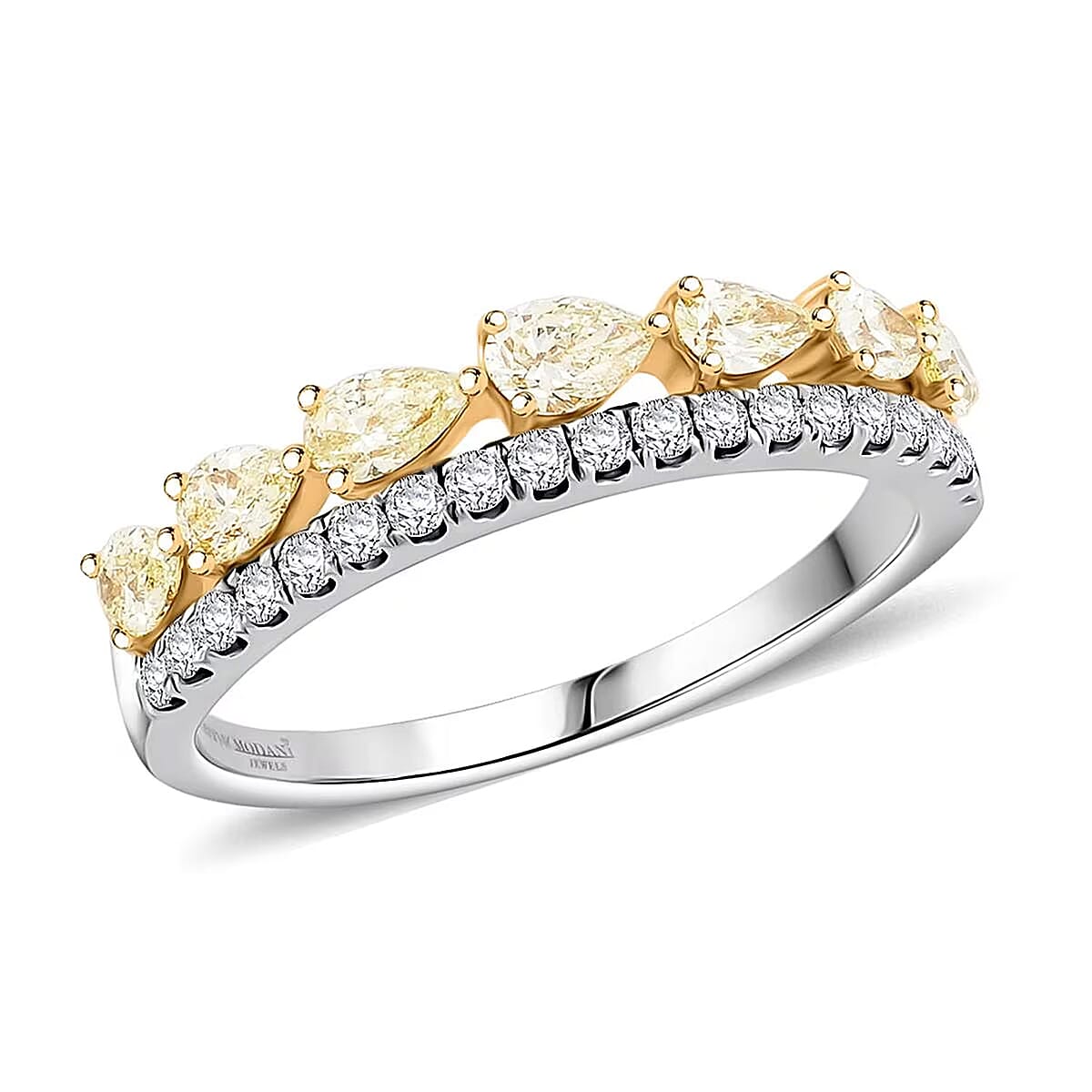 Modani Natural Yellow Diamond and White Diamond SI 0.86 ctw Ring in 950 Platinum and 14K Yellow Gold (Size 8.0) image number 0