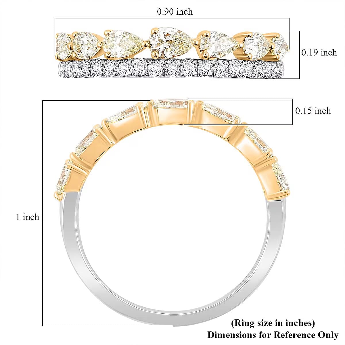 Modani Natural Yellow Diamond and White Diamond SI 0.86 ctw Ring in 950 Platinum and 14K Yellow Gold (Size 8.0) image number 5