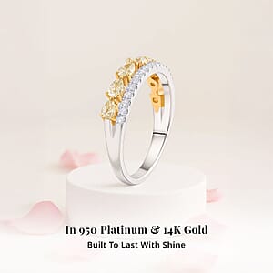 Modani 14K White and Yellow Gold Natural Yellow Diamond (SI), White Diamond (SI) Ring (Size 9.5) 0.86 ctw