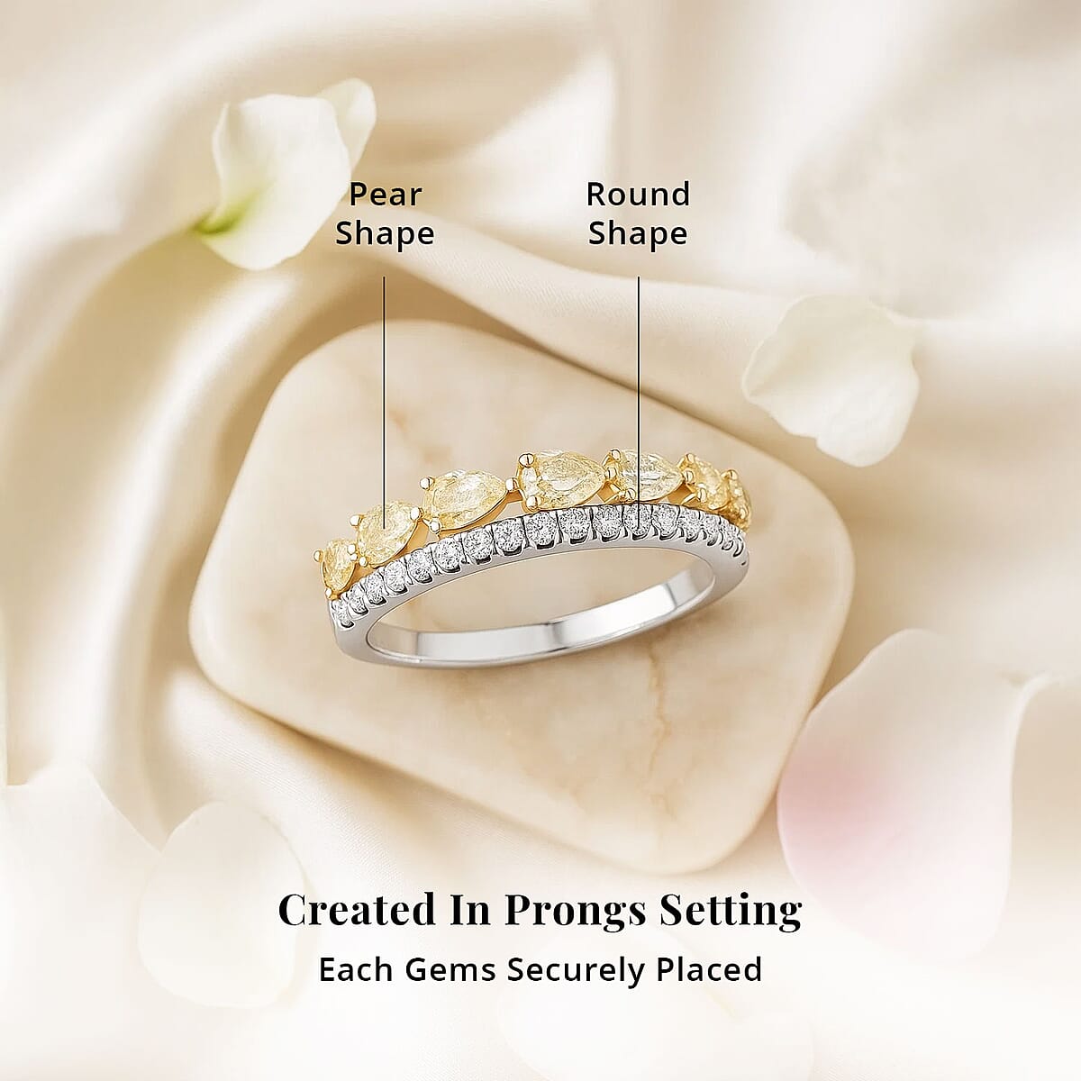 Modani 14K White and Yellow Gold Natural Yellow Diamond (SI), White Diamond (SI) Ring (Size 9.5) 0.86 ctw image number 3