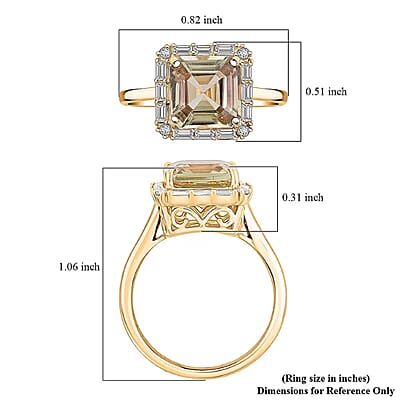 Luxoro 10K Yellow Gold Asscher Cut AAA Turkizite, Diamond (G-H, I2) (0.43 cts) Ring (Size 11.0) 4.50 ctw