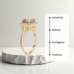 Certified & Appraised Luxoro 10K Yellow Gold Asscher Cut AAA Turkizite, Diamond (G-H, I2) (0.43 cts) Ring (Size 5.5) 4.50 ctw