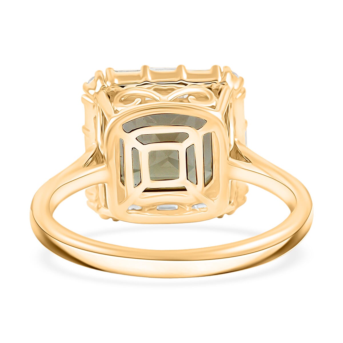Certified & Appraised Luxoro Asscher Cut AAA Turkizite and G-H I2 Diamond 4.50 ctw Ring in 10K Yellow Gold (Size 6.0)  image number 4