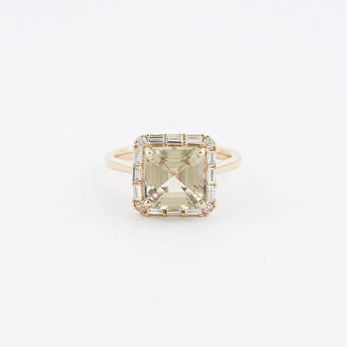 Certified & Appraised Luxoro Asscher Cut AAA Turkizite and G-H I2 Diamond 4.50 ctw Ring in 10K Yellow Gold (Size 7.0)  image number 0