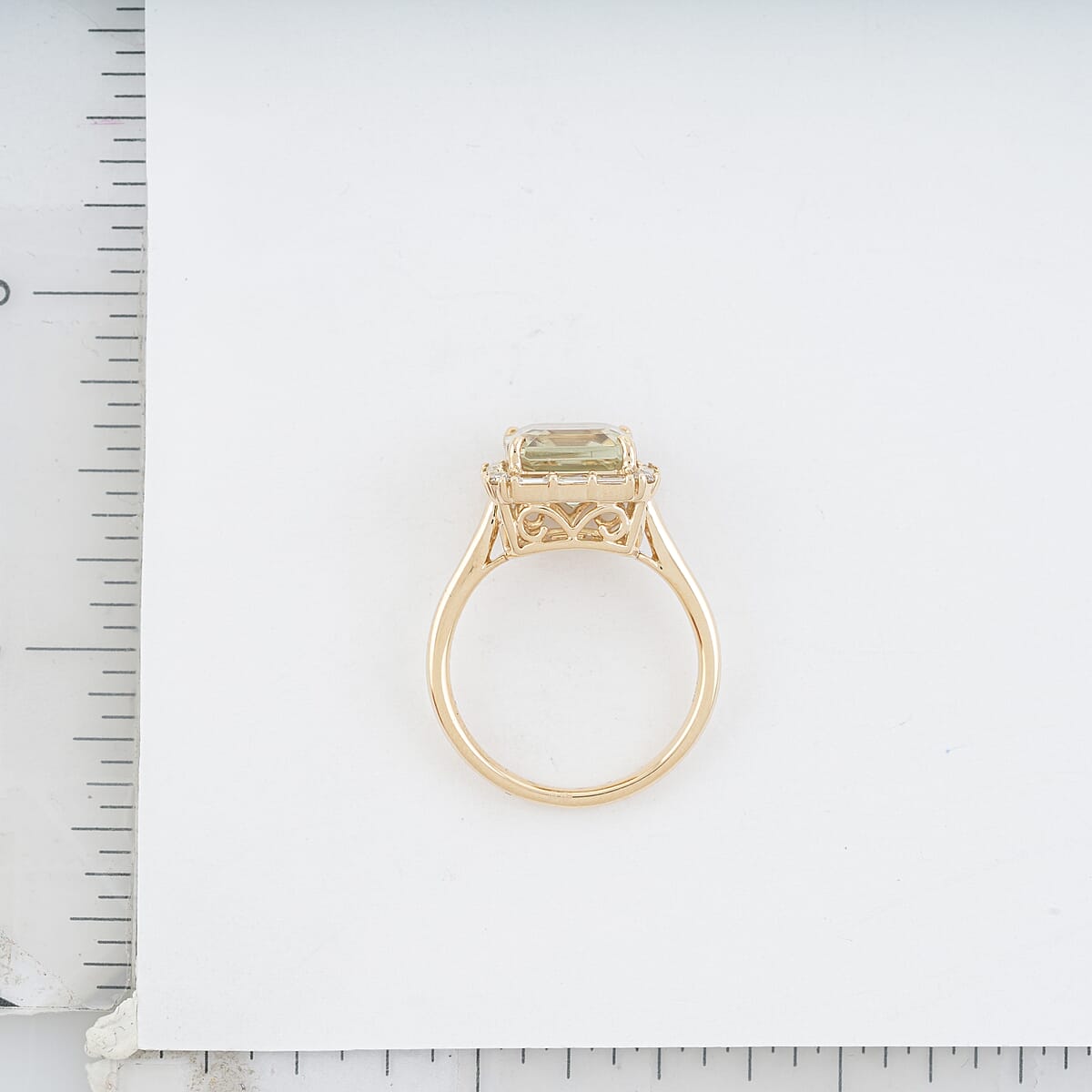 Certified & Appraised Luxoro Asscher Cut AAA Turkizite and G-H I2 Diamond 4.50 ctw Ring in 10K Yellow Gold (Size 7.0)  image number 5
