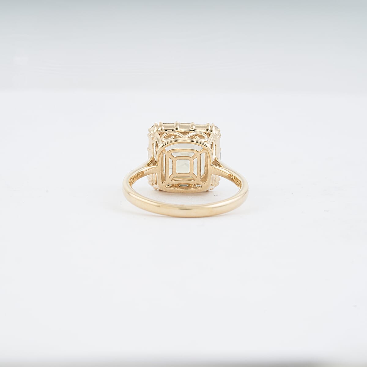 Certified & Appraised Luxoro Asscher Cut AAA Turkizite and G-H I2 Diamond 4.50 ctw Ring in 10K Yellow Gold (Size 7.0)  image number 6