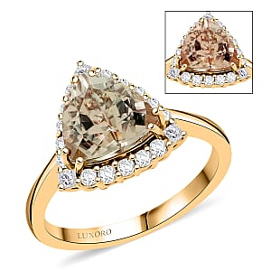 Certified & Appraised Luxoro AAA Turkizite and G-H I2 Diamond 3.50 ctw Ring in 10K Yellow Gold (Size 10.0)
