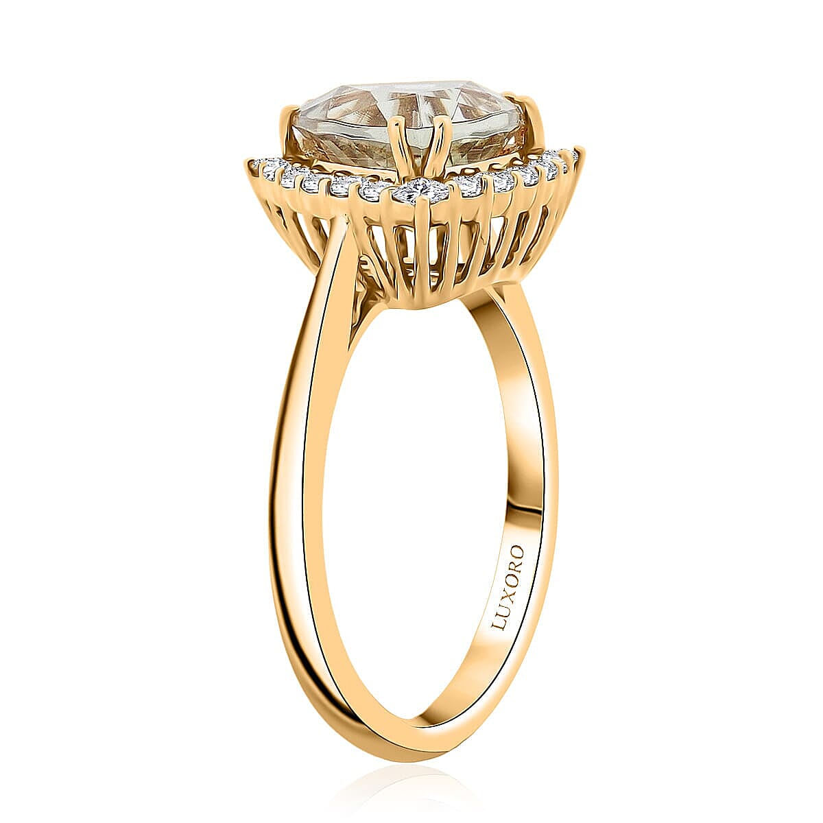 Certified & Appraised Luxoro 10K Yellow Gold AAA Turkizite, Diamond (G-H, I2) (0.38 cts) Ring (Size 5.0) 3.50 ctw image number 3