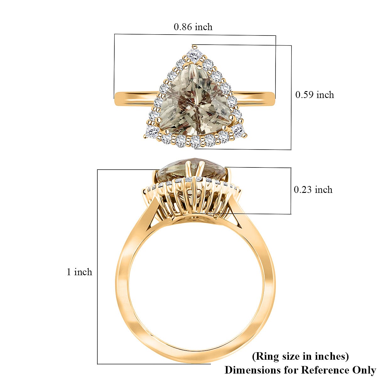 Certified & Appraised Luxoro AAA Turkizite and G-H I2 Diamond 3.50 ctw Ring in 10K Yellow Gold (Size 6.0) image number 5