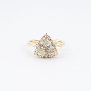 Certified & Appraised Luxoro AAA Turkizite and G-H I2 Diamond 3.50 ctw Ring in 10K Yellow Gold (Size 7.0)