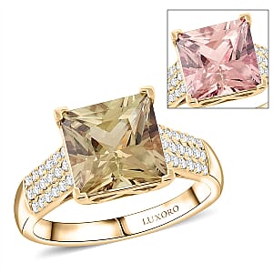Certified & Appraised Luxoro AAA Turkizite and G-H I2 Diamond 4.50 ctw Ring in 10K Yellow Gold (Size 10.0) 4.13 Grams