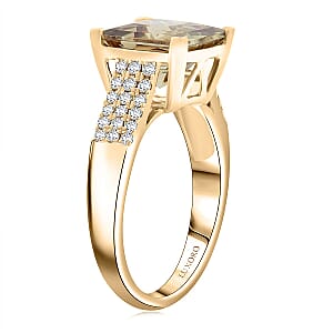 Certified Luxoro AAA Turkizite, Diamond Ring in 10K Yellow Gold 4.36 ctw (Size 10.0)