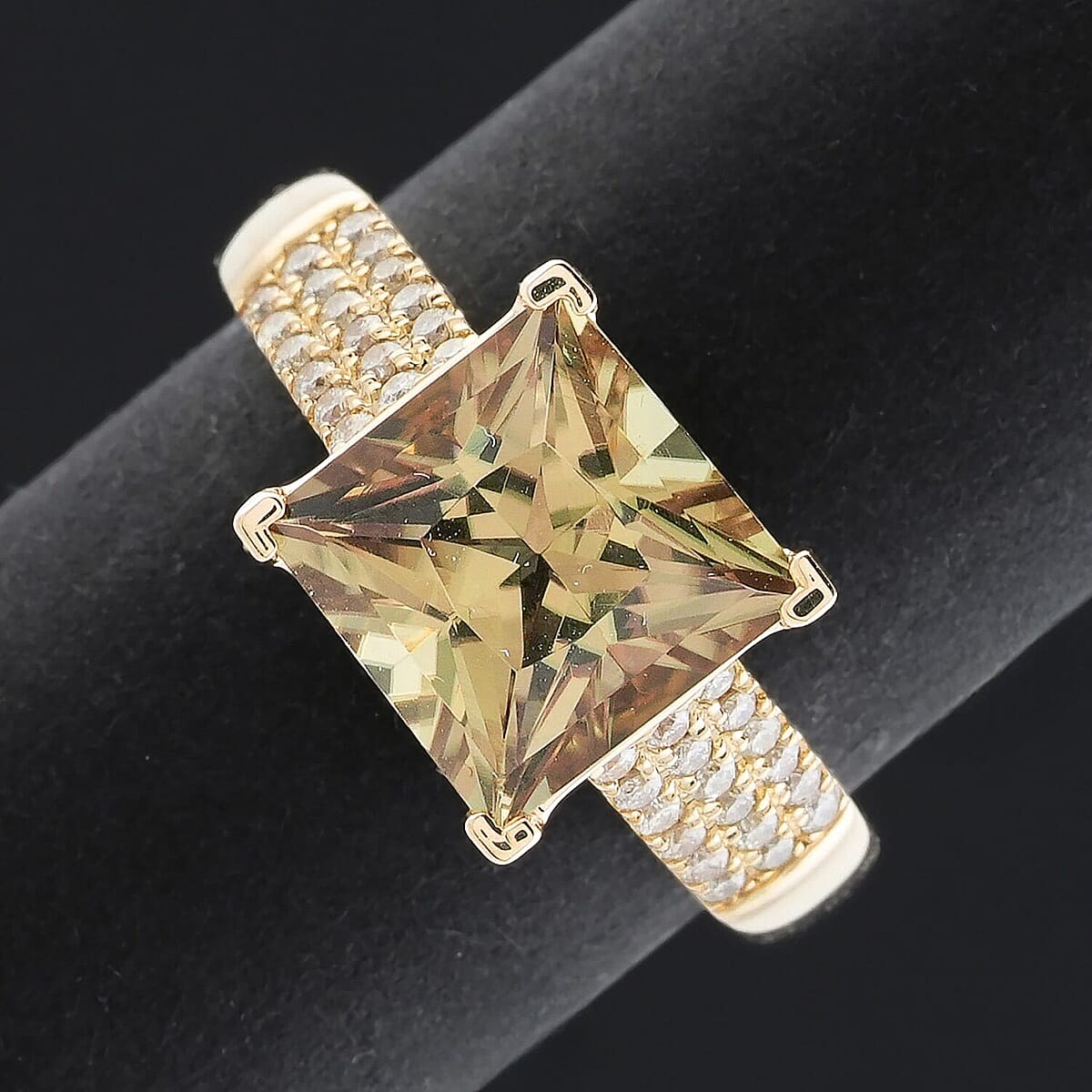 Certified & Appraised Luxoro AAA Turkizite and G-H I2 Diamond 4.50 ctw Ring in 10K Yellow Gold (Size 7.0) 4.13 Grams image number 1