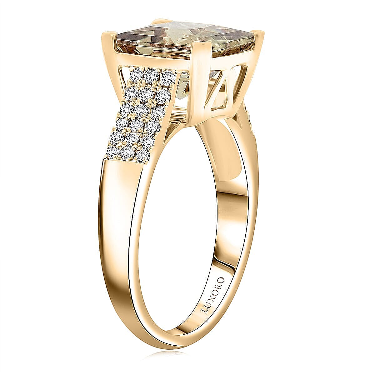 Certified & Appraised Luxoro AAA Turkizite and G-H I2 Diamond 4.50 ctw Ring in 10K Yellow Gold (Size 8.0) 4.13 Grams image number 3