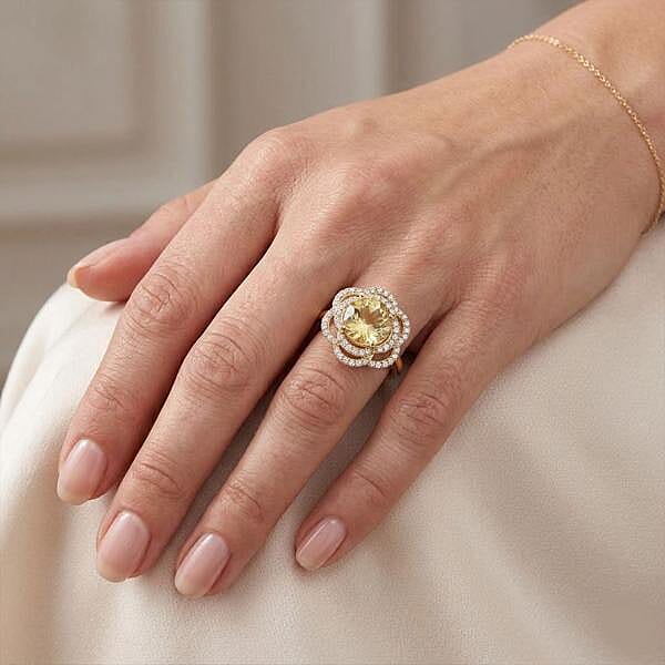 Certified & Appraised Luxoro Hanabi Cut AAAA Turkizite and G-H I2 Diamond 3.50 ctw Ring in 10K Yellow Gold (Size 10.0)
