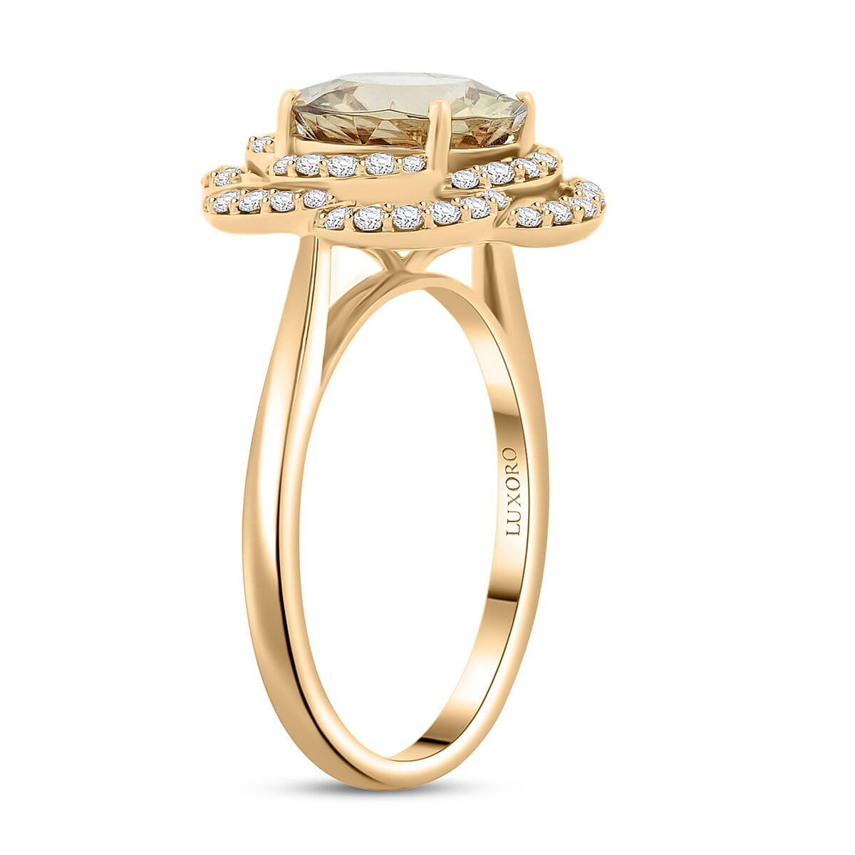 Certified & Appraised Luxoro Hanabi Cut AAA Turkizite and G-H I2 Diamond 3.50 ctw Ring in 10K Yellow Gold (Size 10.0) image number 3