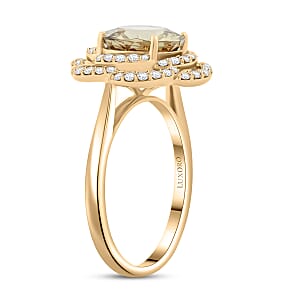 Certified & Appraised Luxoro Hanabi Cut AAAA Turkizite and G-H I2 Diamond 3.50 ctw Ring in 10K Yellow Gold (Size 10.0)