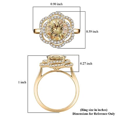 Certified & Appraised Luxoro Hanabi Cut AAAA Turkizite and G-H I2 Diamond 3.50 ctw Ring in 10K Yellow Gold (Size 10.0)