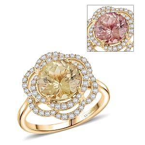 Certified & Appraised Luxoro 10K Yellow Gold Hanabi Cut AAA Turkizite, Diamond (G-H, I2) (0.41 cts) Ring (Size 5.0) 3.50 ctw