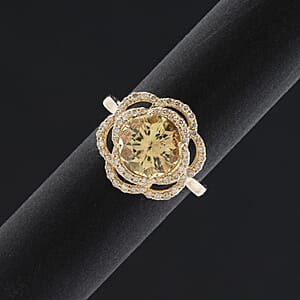 Certified & Appraised Luxoro 10K Yellow Gold Hanabi Cut AAA Turkizite, Diamond (G-H, I2) (0.41 cts) Ring (Size 5.0) 3.50 ctw