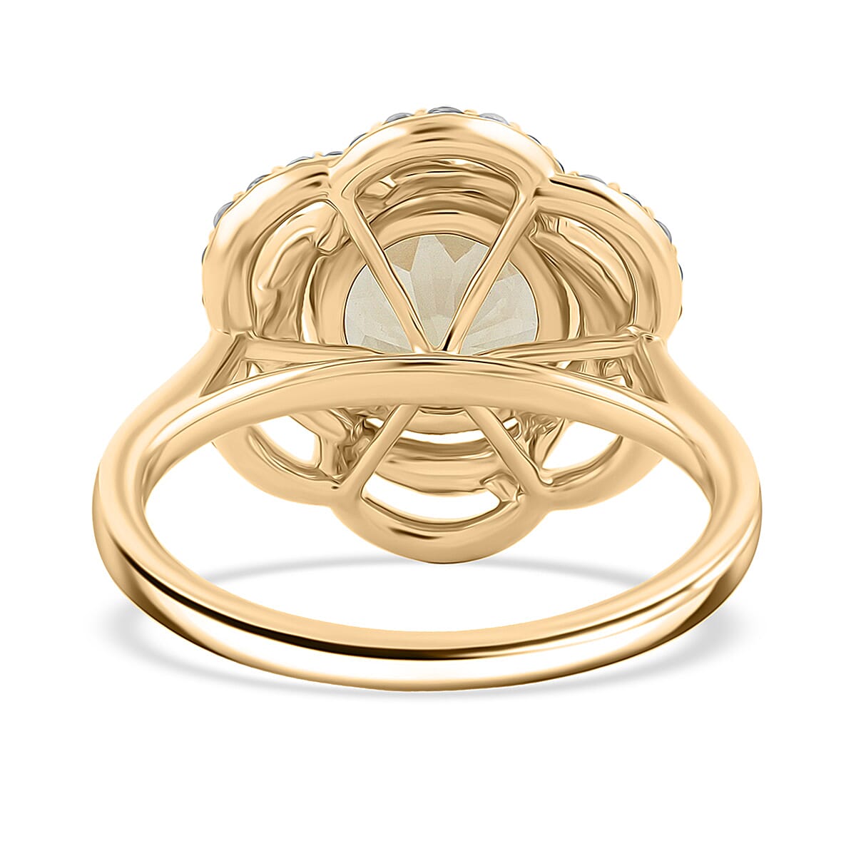 Certified & Appraised Luxoro 10K Yellow Gold Hanabi Cut AAA Turkizite, Diamond (G-H, I2) (0.41 cts) Ring (Size 5.0) 3.50 ctw image number 4