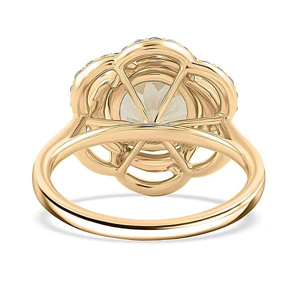 Certified & Appraised Luxoro 10K Yellow Gold Hanabi Cut AAA Turkizite, Diamond (G-H, I2) (0.41 cts) Ring (Size 5.0) 3.50 ctw