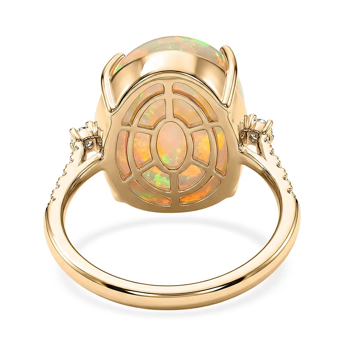 Luxoro 10K Yellow Gold AAA Ethiopian Welo Opal, Diamond (I2) Ring (Size 10.0) 7.40 ctw image number 6