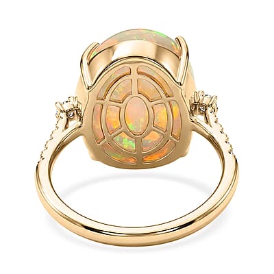Certified & Appraised Luxoro AAA Ethiopian Welo Opal and Diamond I2 7.40 ctw Ring in 10K Yellow Gold (Size 10.0)