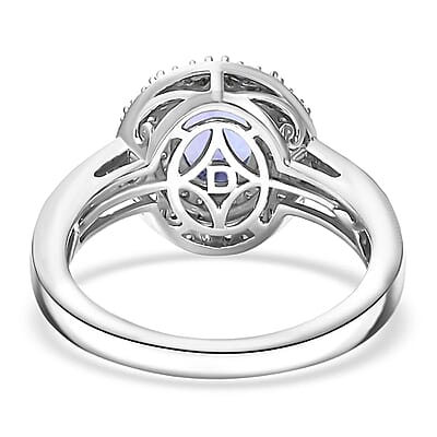 D'Joy Tanzanite, Diamond Snowflake Ring in Rhodium Over Sterling Silver 1.70 ctw (Size 10.0)