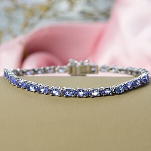 Doorbuster D'Joy Tanzanite 7.50 ctw Blue Floral Vines Bracelet in Rhodium Over Sterling Silver (7.25 In)