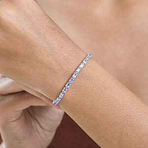 Doorbuster D'Joy Tanzanite 7.50 ctw Blue Floral Vines Bracelet in Rhodium Over Sterling Silver (7.25 In)