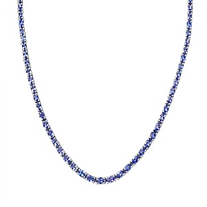 Doorbuster D'Joy Tanzanite 19.0 ctw Blue Floral Vine Necklace in Rhodium Over Sterling Silver 18 Inches
